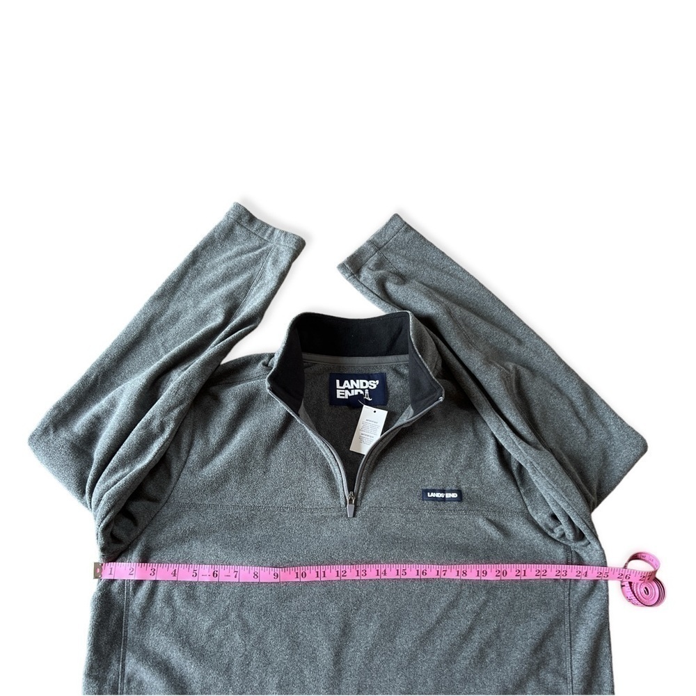 NWT Lands’ End Men’s Oeko-Tex Grey Fleece Quarter Zip Pullover, XL - Picture 10 of 10
